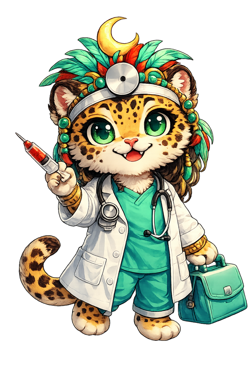 Ixchelita, jaguar médica y mascota de Láak’Tsil